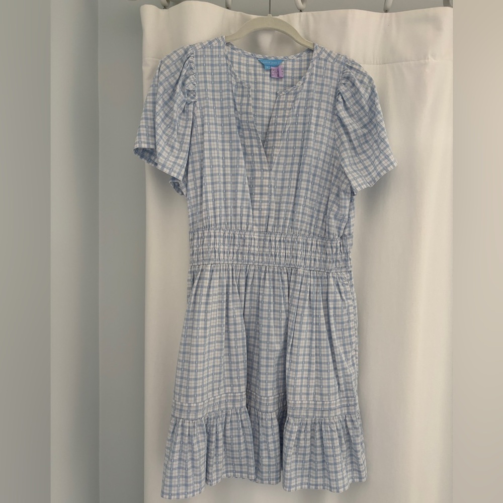 Draper James Short Light Blue & White Checked Dress